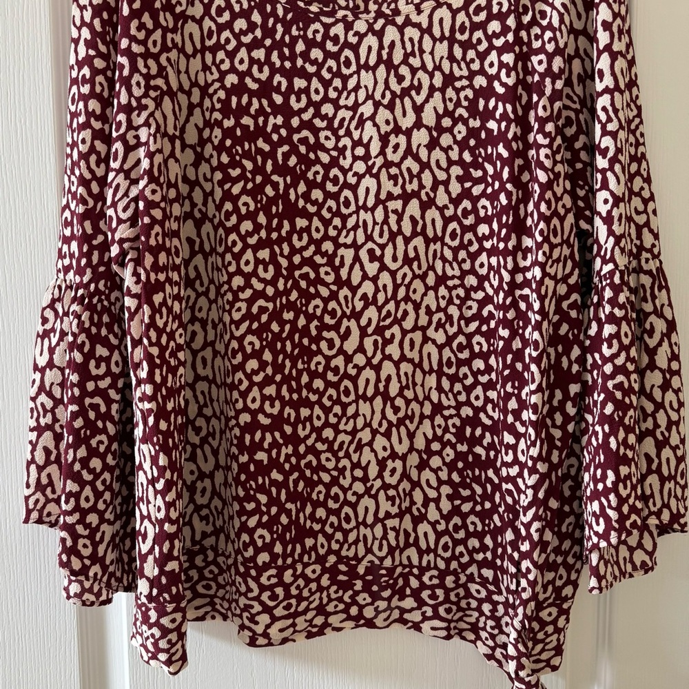 Michael Kors Burgundy and Cream Leopard Print Blouse